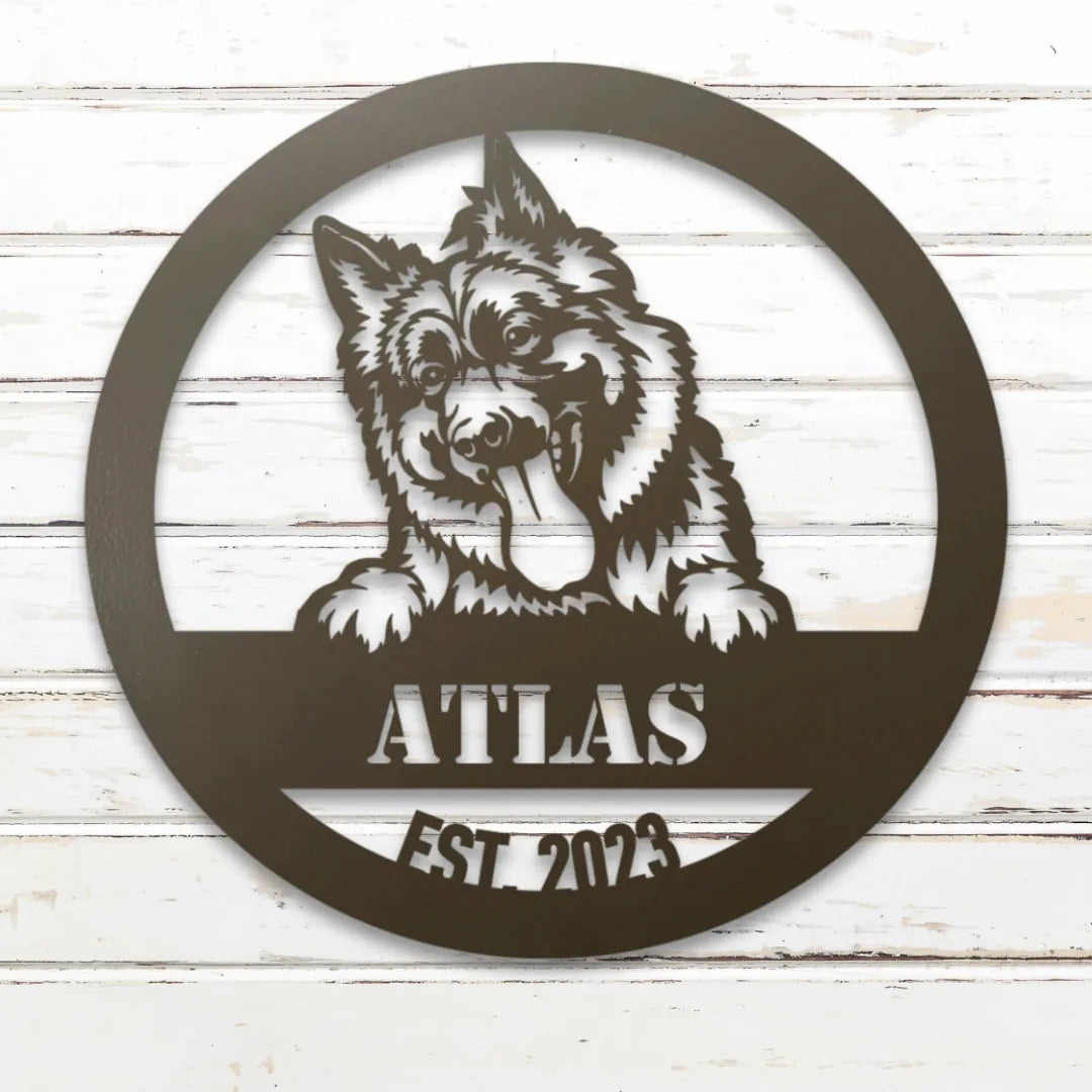 German Shepherd Personalized Metal Sign - Custom Dog Wall Art Silhouette in Stone - Custom Dog Wall Art