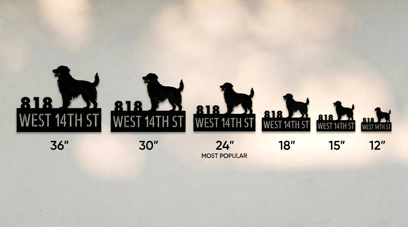 Golden Retriever Personalized House Number Sign Silhouette in - Custom Dog Wall Art