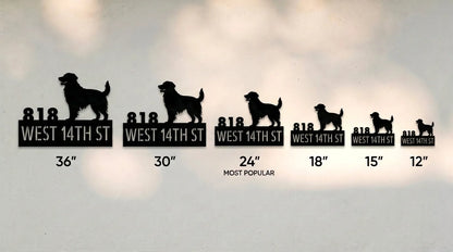 Golden Retriever Personalized House Number Sign Silhouette in - Custom Dog Wall Art
