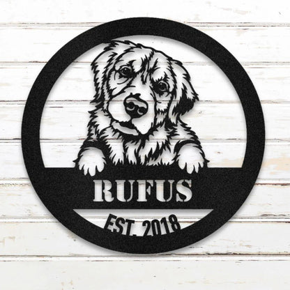 Golden Retriever Metal Wall Art – Personalized Dog Sign with Custom Name Silhouette in Black - Custom Dog Wall Art