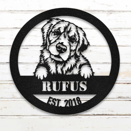 Golden Retriever Personalized Metal Sign - Custom Dog Wall Art Silhouette in Black - Custom Dog Wall Art