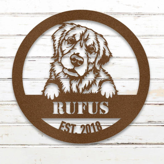 Golden Retriever Personalized Metal Sign - Custom Dog Wall Art Silhouette in Copper - Custom Dog Wall Art