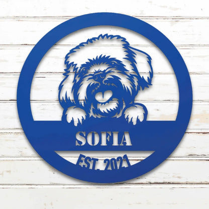 Havanese Personalized Metal Sign - Custom Dog Wall Art Silhouette in Blue - Custom Dog Wall Art