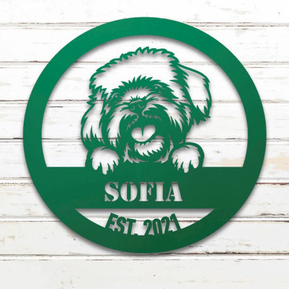 Havanese Personalized Metal Sign - Custom Dog Wall Art Silhouette in Green - Custom Dog Wall Art