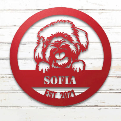 Havanese Personalized Metal Sign - Custom Dog Wall Art Silhouette in Red - Custom Dog Wall Art