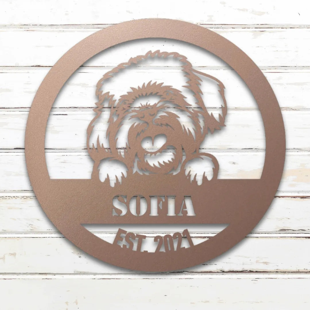 Havanese Personalized Metal Sign - Custom Dog Wall Art Silhouette in Rose - Custom Dog Wall Art
