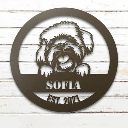 Havanese Personalized Metal Sign - Custom Dog Wall Art Silhouette in Stone - Custom Dog Wall Art