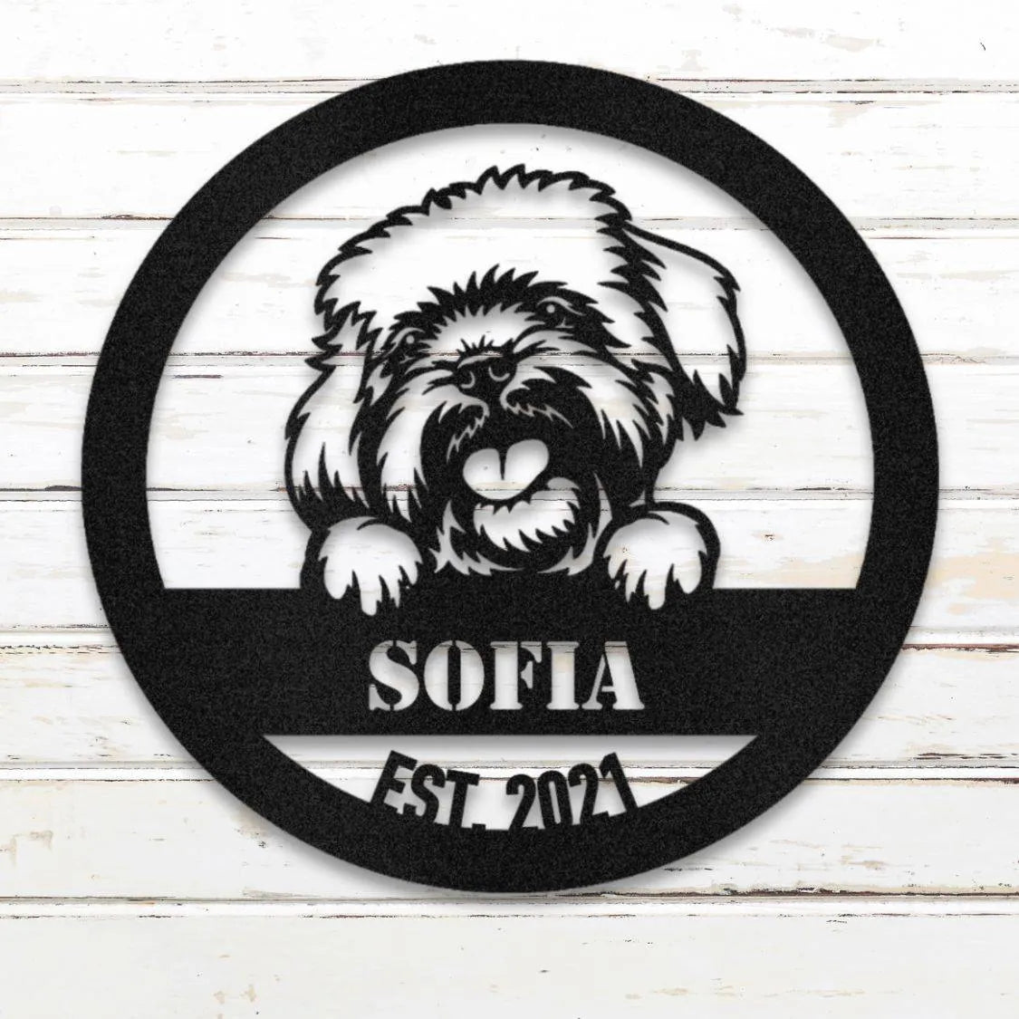 Havanese Personalized Metal Sign - Custom Dog Wall Art Silhouette in Black - Custom Dog Wall Art