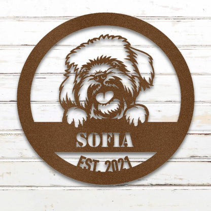 Havanese Personalized Metal Sign - Custom Dog Wall Art Silhouette in Copper - Custom Dog Wall Art