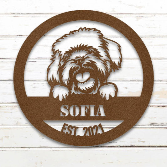Havanese Personalized Metal Sign - Custom Dog Wall Art Silhouette in Copper - Custom Dog Wall Art