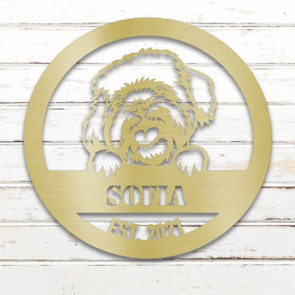 Havanese Personalized Metal Sign - Custom Dog Wall Art Silhouette in Gold - Custom Dog Wall Art