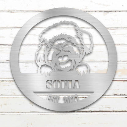 Havanese Personalized Metal Sign - Custom Dog Wall Art Silhouette in Silver - Custom Dog Wall Art