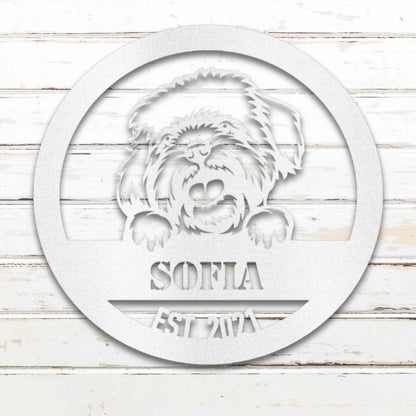 Havanese Personalized Metal Sign - Custom Dog Wall Art Silhouette in White - Custom Dog Wall Art