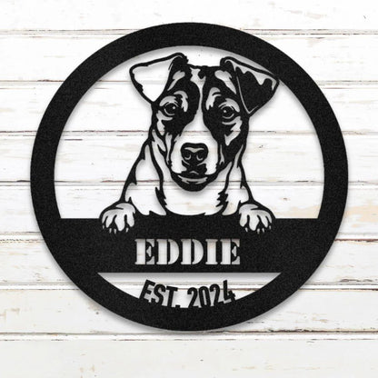 Jack Russell Terrier Personalized Metal Sign - Custom Dog Wall Art Silhouette in Black - Custom Dog Wall Art