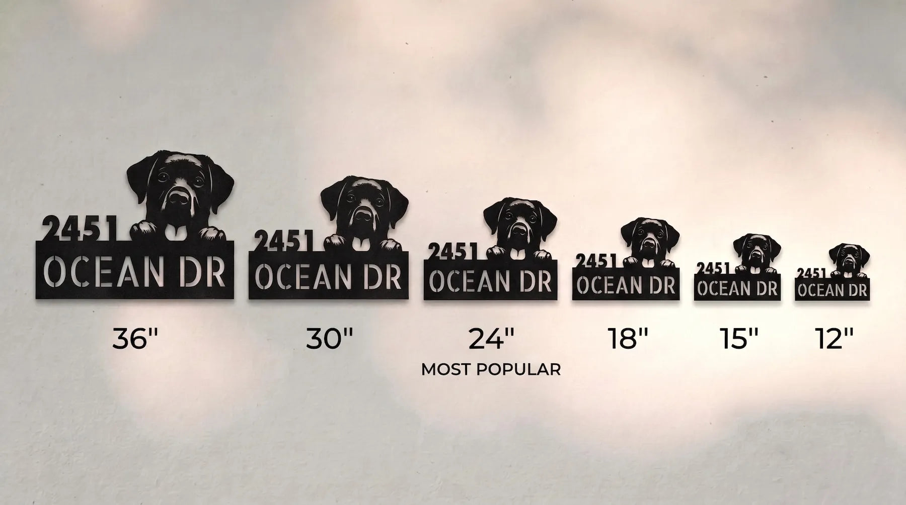 Labrador Retriever Personalized House Number Sign Silhouette in - Custom Dog Wall Art