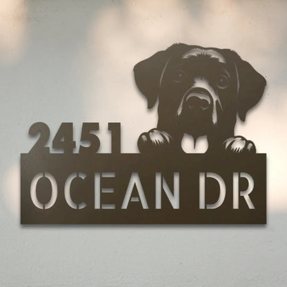 Labrador Retriever Personalized House Number Sign Silhouette in Stone - Custom Dog Wall Art