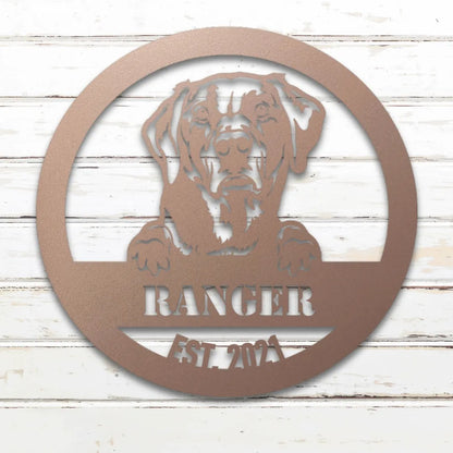 Labrador Retriever Personalized Metal Sign - Custom Dog Wall Art Silhouette in Rose - Custom Dog Wall Art