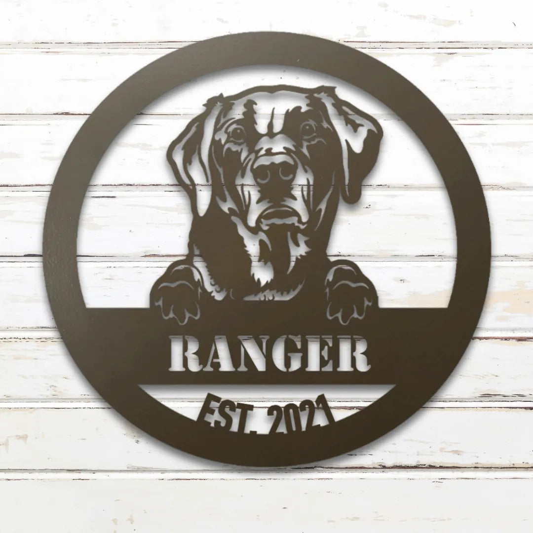 Labrador Retriever Personalized Metal Sign - Custom Dog Wall Art Silhouette in Stone - Custom Dog Wall Art