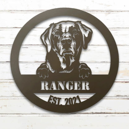 Labrador Retriever Personalized Metal Sign - Custom Dog Wall Art Silhouette in Stone - Custom Dog Wall Art