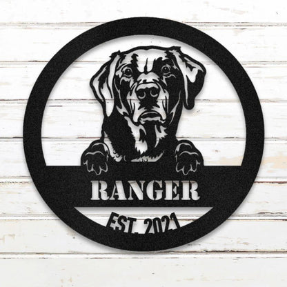 Labrador Retriever Personalized Metal Sign - Custom Dog Wall Art Silhouette in Black - Custom Dog Wall Art