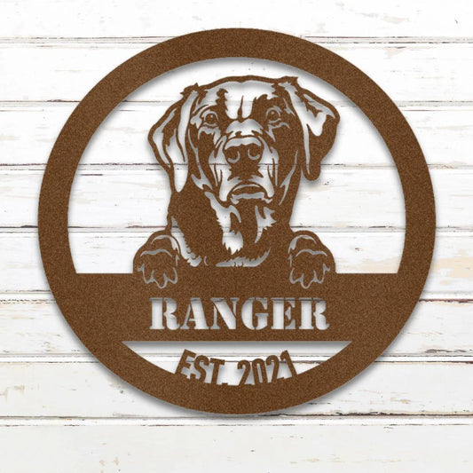 Labrador Retriever Personalized Metal Sign - Custom Dog Wall Art Silhouette in Copper - Custom Dog Wall Art