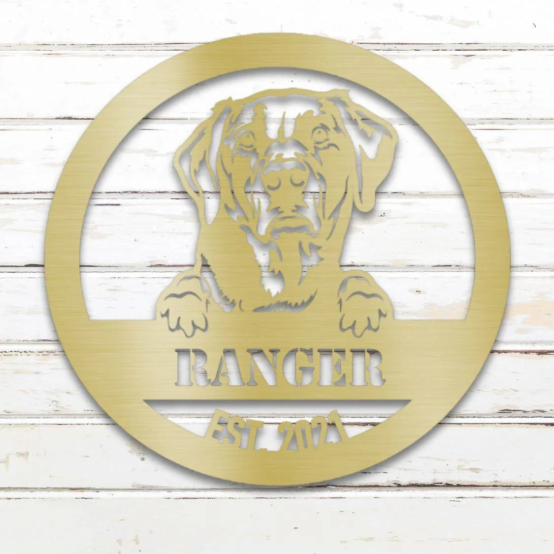 Labrador Retriever Personalized Metal Sign - Custom Dog Wall Art Silhouette in Gold - Custom Dog Wall Art
