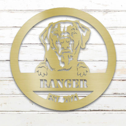 Labrador Retriever Personalized Metal Sign - Custom Dog Wall Art Silhouette in Gold - Custom Dog Wall Art