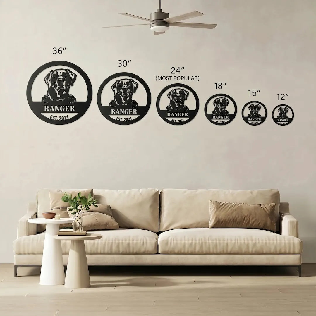 Labrador Retriever Personalized Metal Sign - Custom Dog Wall Art Silhouette in - Custom Dog Wall Art