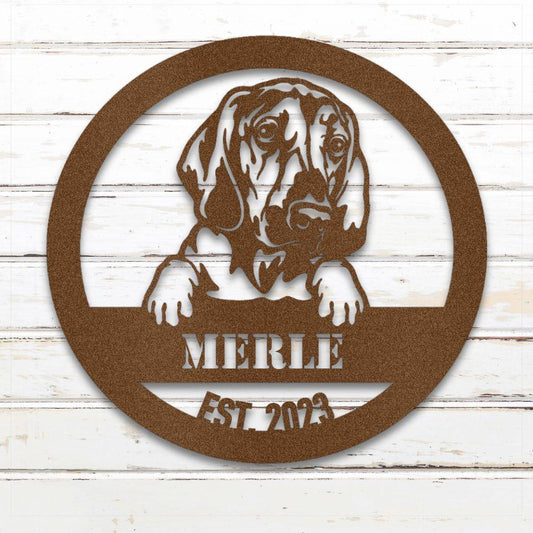 Copper personalized metal wall art with custom name and year; handcrafted from rustproof, weatherproof American steel | Barkhaus Metal Co.