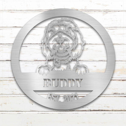 Silver Doodle personalized metal wall art with custom name and year; handcrafted from rustproof, weatherproof American steel | Barkhaus Metal Co.
