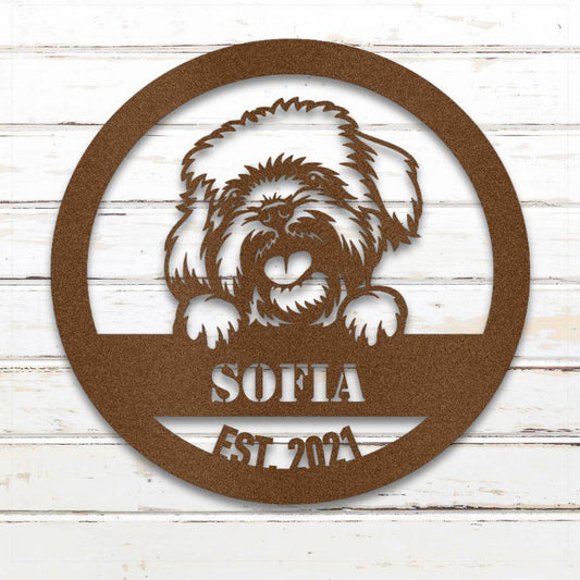 Copper Havanese personalized metal wall art with custom name and year; handcrafted from rustproof, weatherproof American steel | Barkhaus Metal Co.