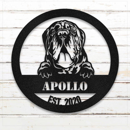 Personalized Neapolitan Mastiff Metal Wall Art – Custom Dog Name Sign Black | Barkhaus Metal Company