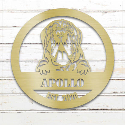 Personalized Neapolitan Mastiff Metal Wall Art – Custom Dog Name Sign Gold | Barkhaus Metal Company