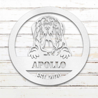 Personalized Neapolitan Mastiff Metal Wall Art – Custom Dog Name Sign White | Barkhaus Metal Company