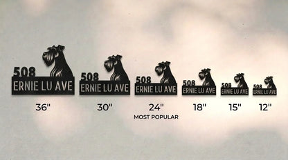 Miniature Schnauzer Personalized Metal House Number Sign Silhouette in - Custom Dog Wall Art