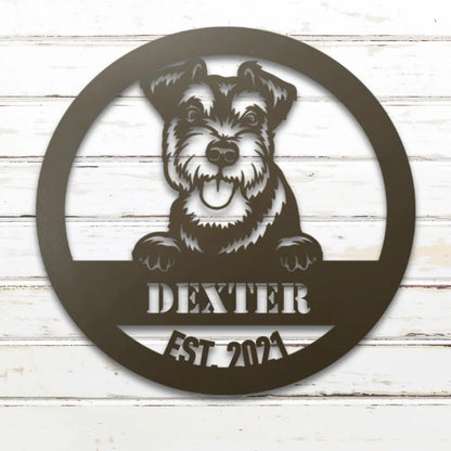 Miniature Schnauzer Personalized Metal Sign - Custom Dog Wall Art Silhouette in Stone - Custom Dog Wall Art