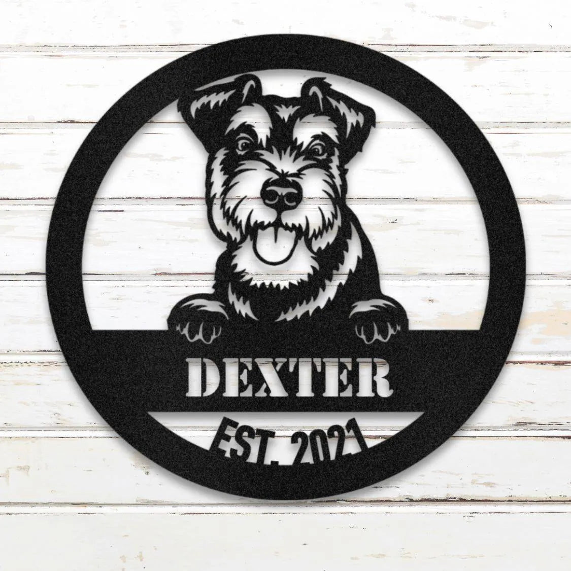 Miniature Schnauzer Personalized Metal Sign - Custom Dog Wall Art Silhouette in Black - Custom Dog Wall Art
