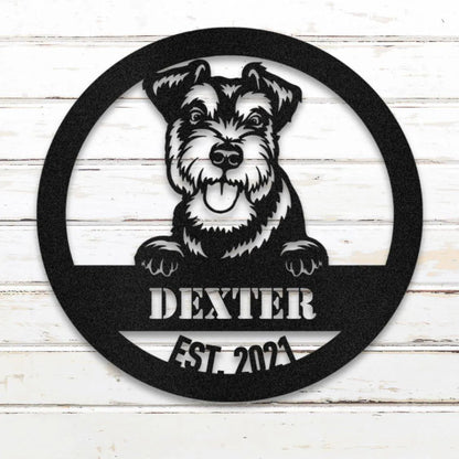 Miniature Schnauzer Personalized Metal Sign - Custom Dog Wall Art Silhouette in Black - Custom Dog Wall Art