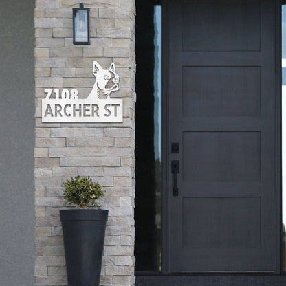Personalized Boston Terrier Address Sign | Barkhaus Metal Company