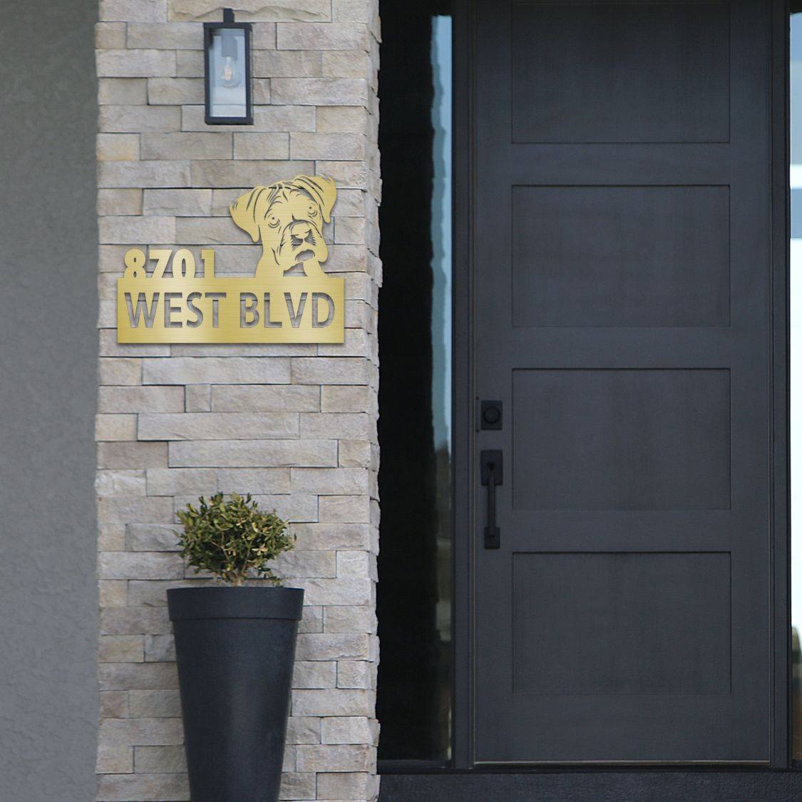 Personalized Boxer Address Sign | Barkhaus Metal Company