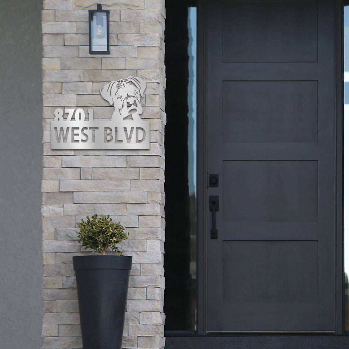 Personalized Boxer Address Sign | Barkhaus Metal Company