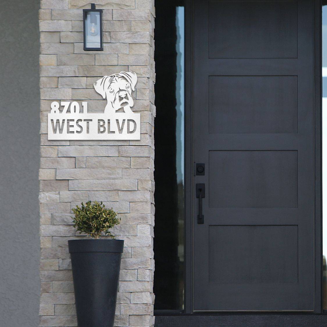 Personalized Boxer Address Sign | Barkhaus Metal Company