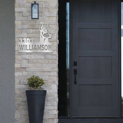 Personalized Doberman Address Sign | Barkhaus Metal Company
