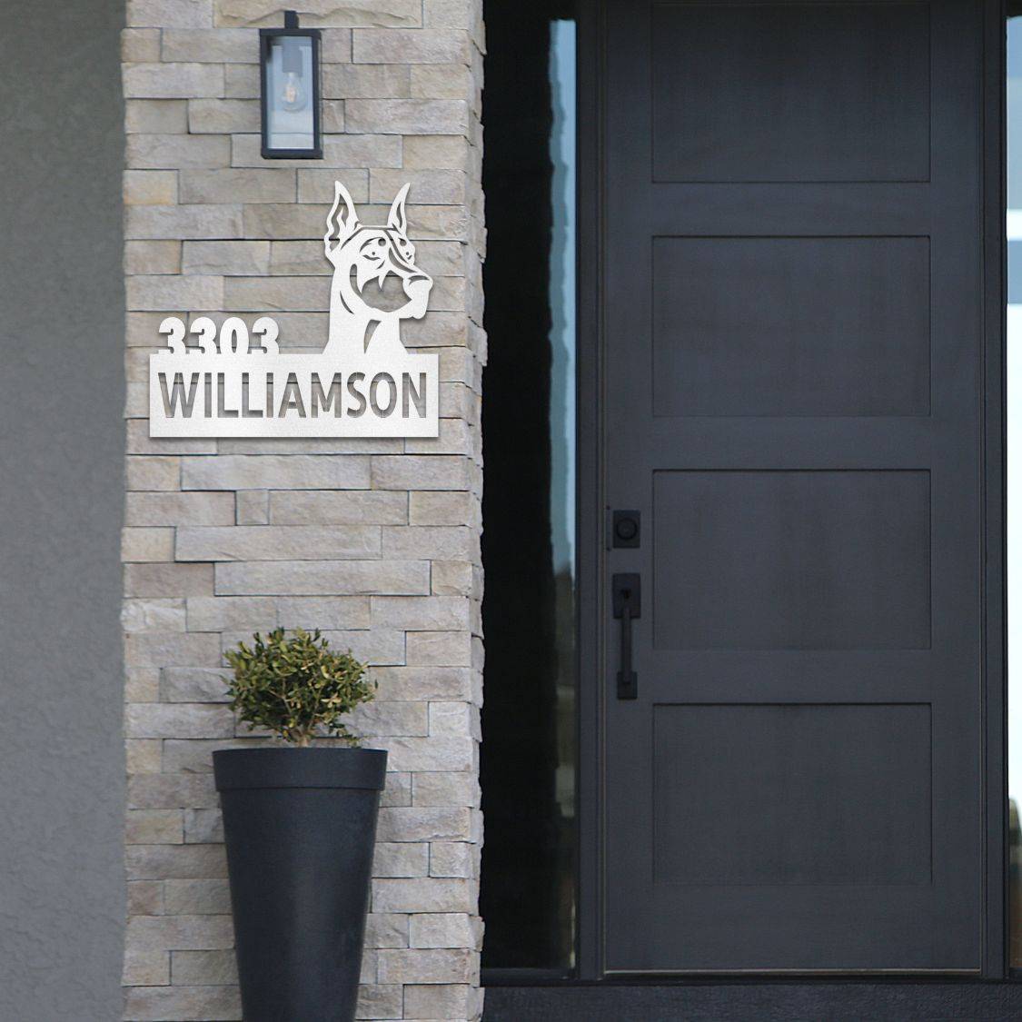 Personalized Doberman Address Sign | Barkhaus Metal Company