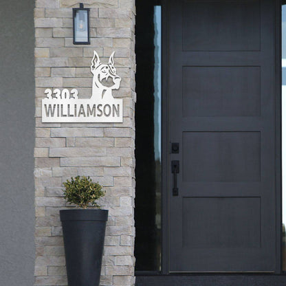 Personalized Doberman Address Sign | Barkhaus Metal Company