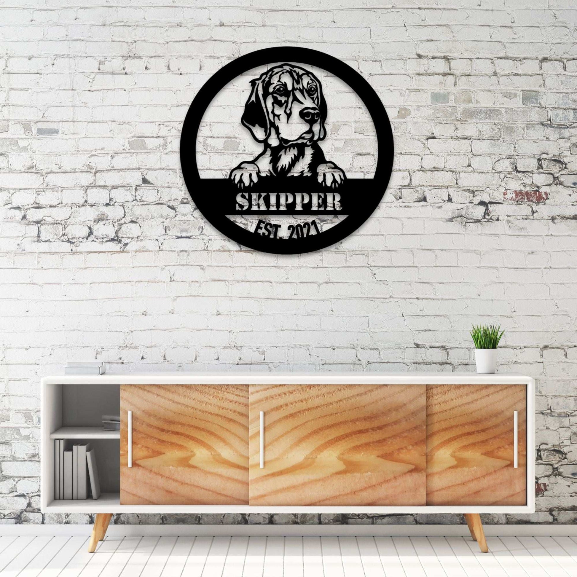 Personalized Beagle Metal Wall Art – Custom Dog Name Sign | Barkhaus Metal Company