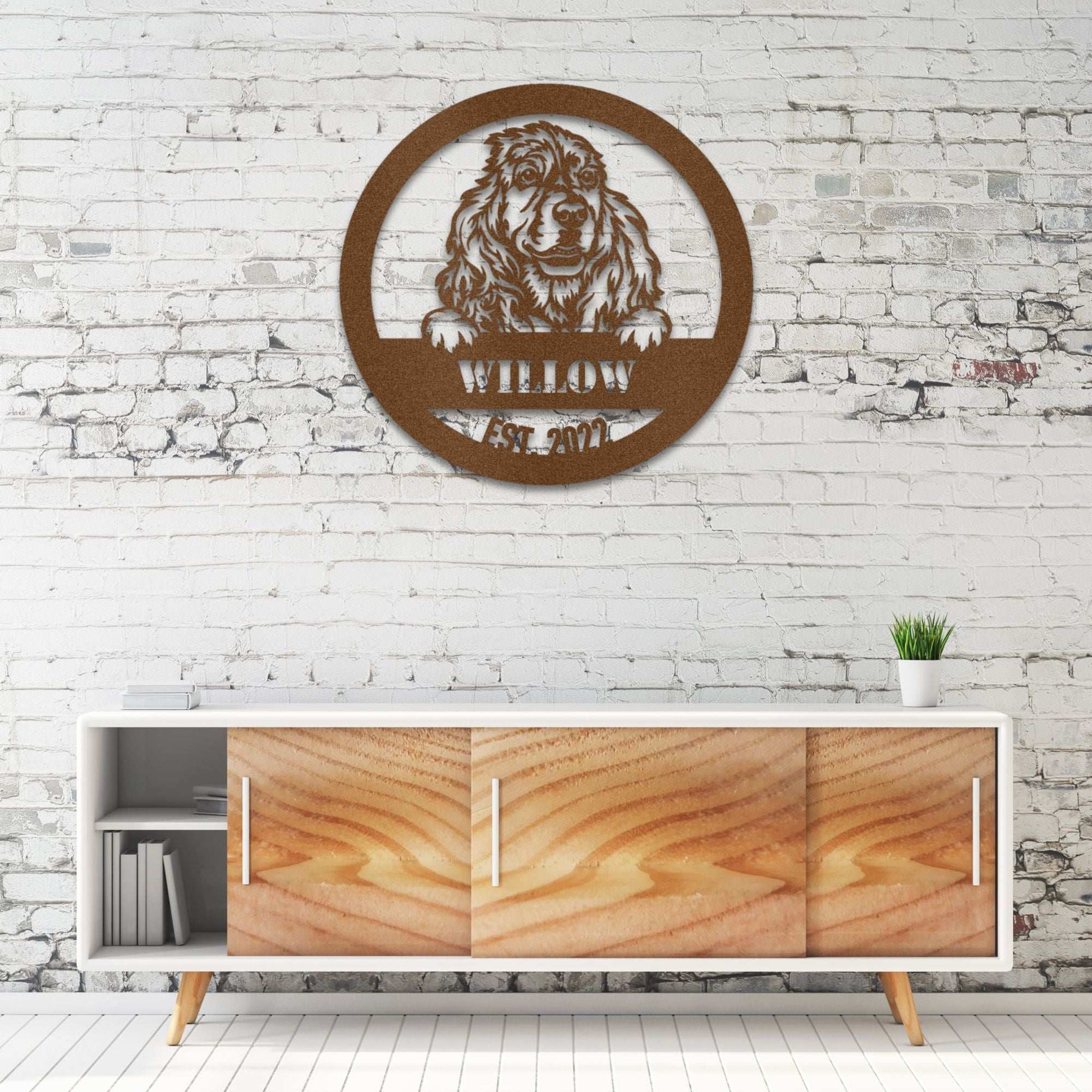Personalized Cocker Spaniel Metal Wall Art – Custom Dog Name Sign | Barkhaus Metal Company