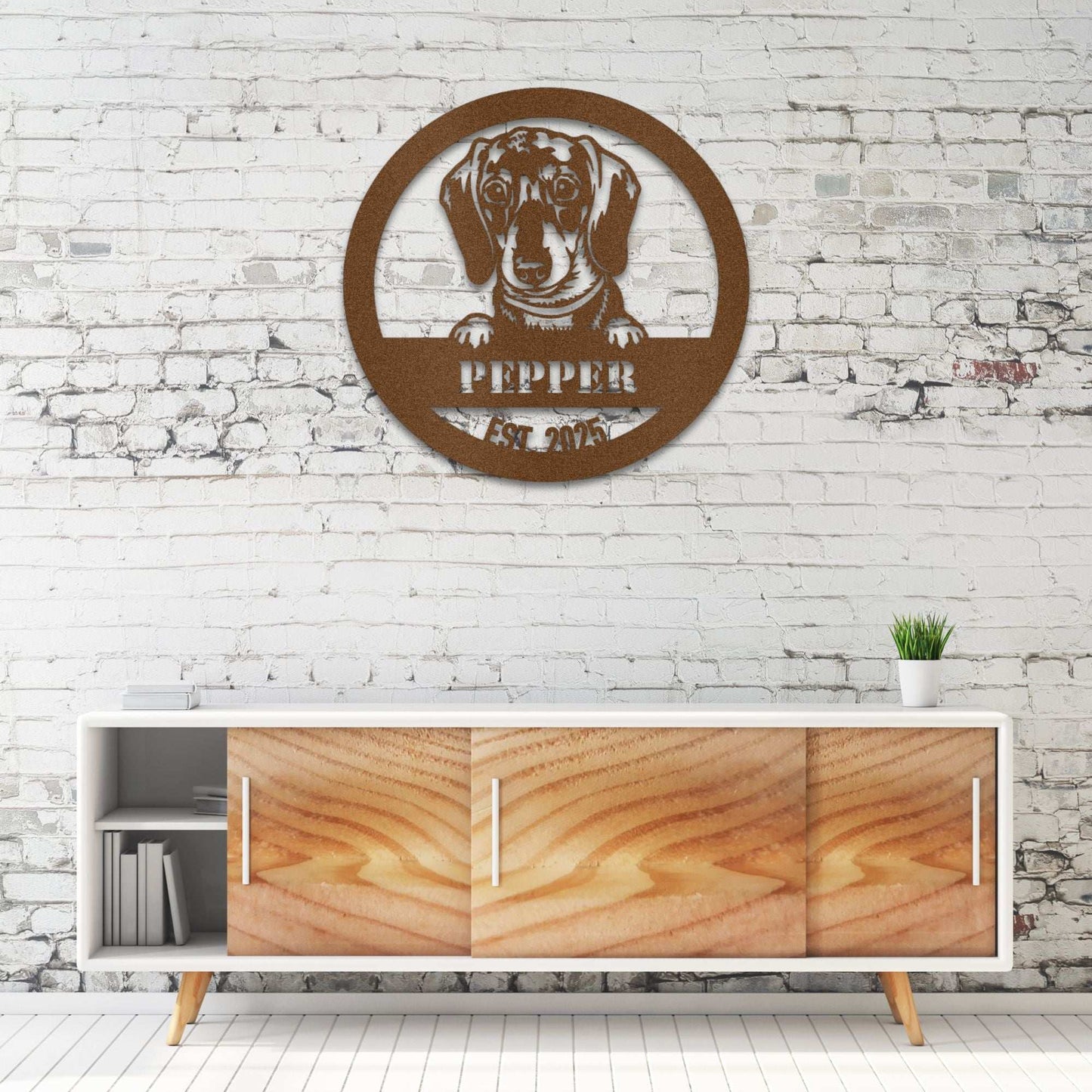 Personalized Dachshund Metal Wall Art – Custom Dog Name Sign | Barkhaus Metal Company