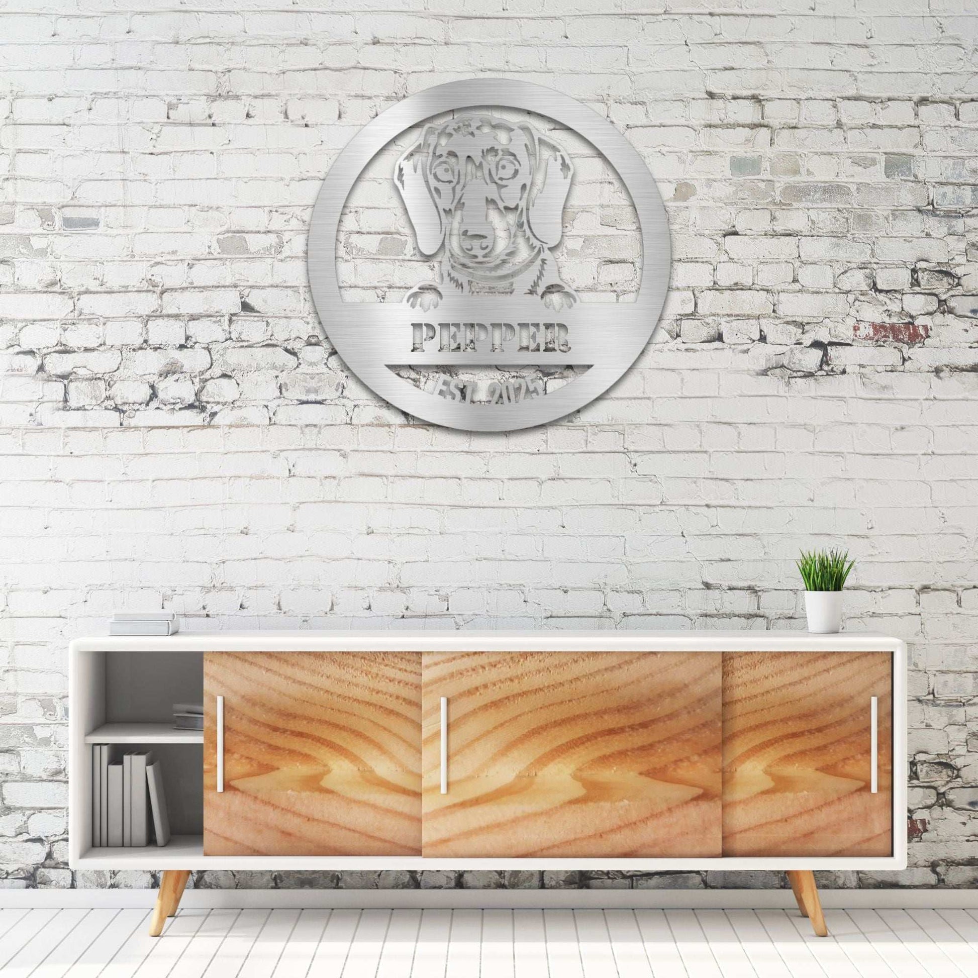 Personalized Dachshund Metal Wall Art – Custom Dog Name Sign | Barkhaus Metal Company