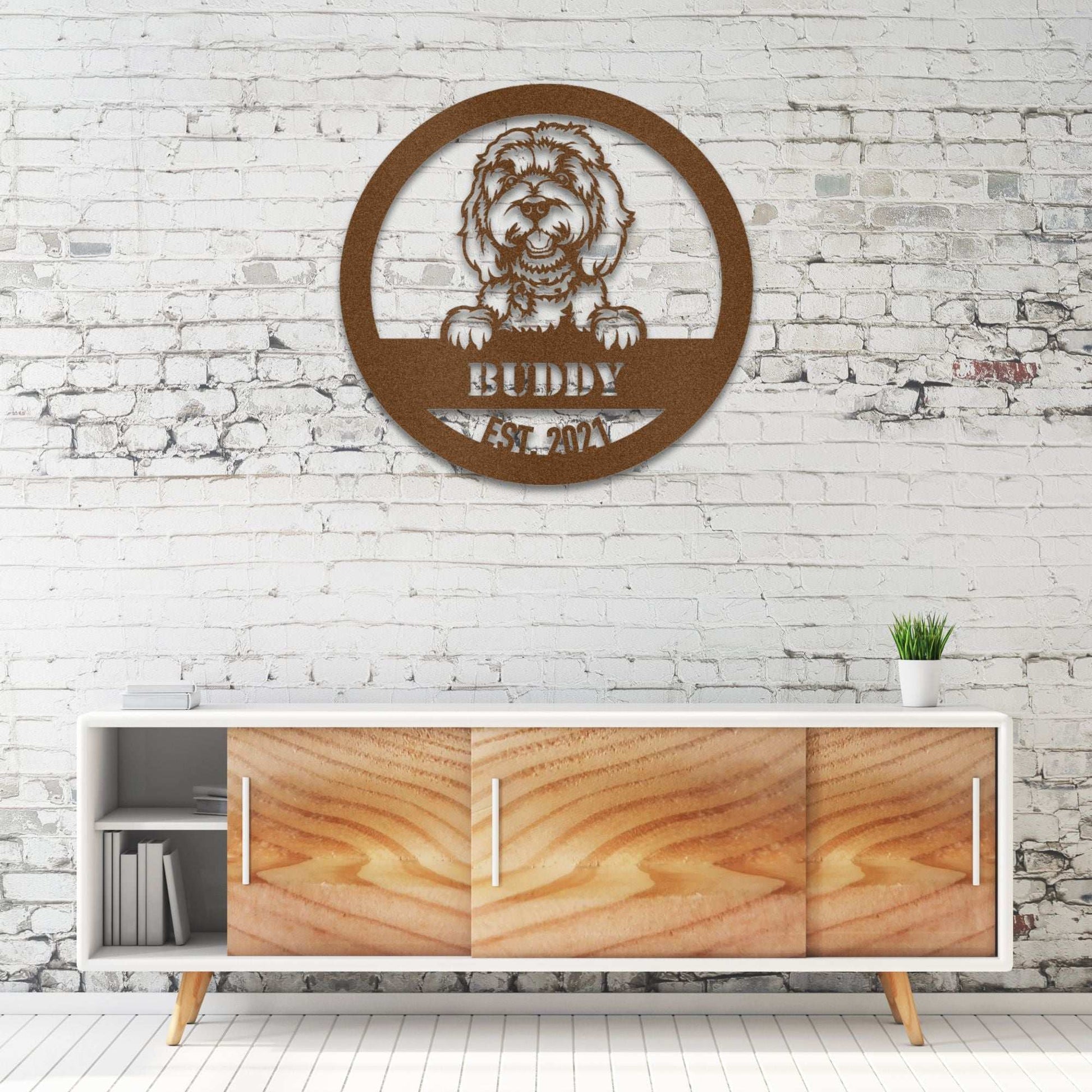 Personalized Doodle Metal Wall Art – Custom Dog Name Sign | Barkhaus Metal Company